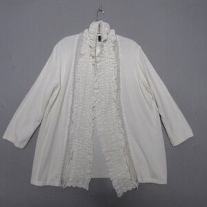 Etoile Sweater Cardigan XL Crochet Ruffle Statement Piece Romantic Edwardian NWT